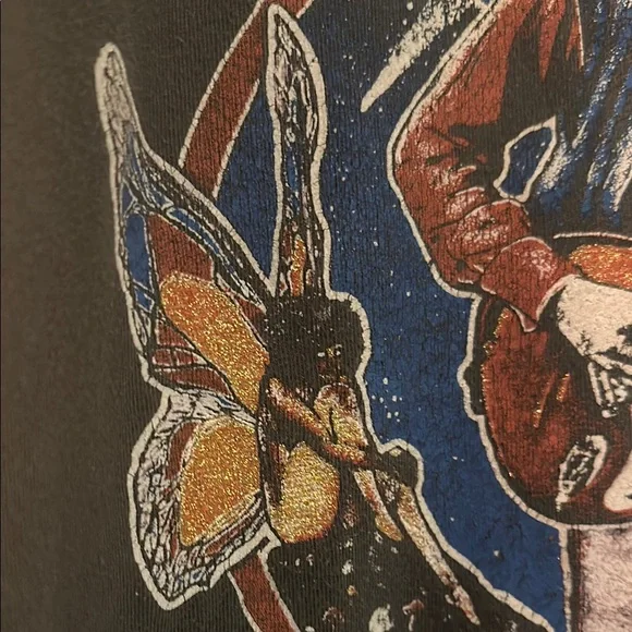 MadeWorn Black Short Sleeve Tee Eric Clapton with glitter effects on design M/L - Picture 2 of 10